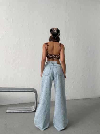 Blugi wide leg cu aspect vintage - Img 6