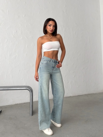 Blugi wide leg elastici simpli - Img 5