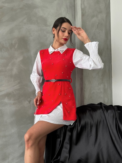 Camasa stil vesta cu accesoriu curea - Img 6