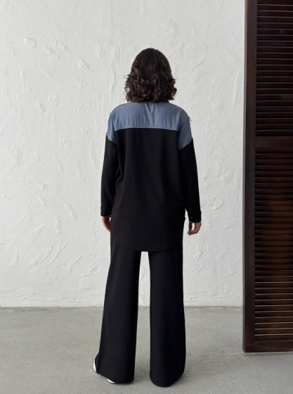 Compleu cu denim si pantaloni evazati - Img 2