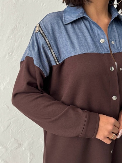 Compleu cu denim si pantaloni evazati - Img 3