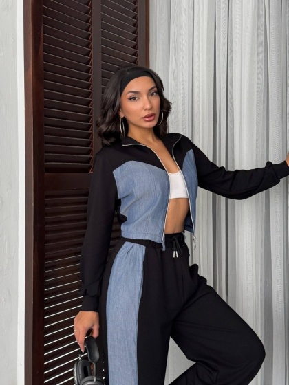 Compleu cu denim si pantaloni evazati - Img 6