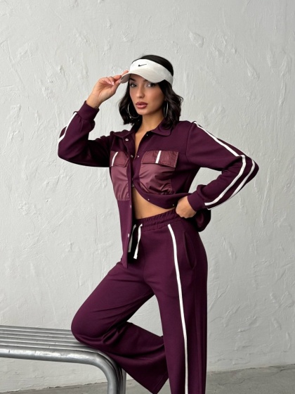 Compleu cu pantaloni evazati si buzunare din fas - Img 1