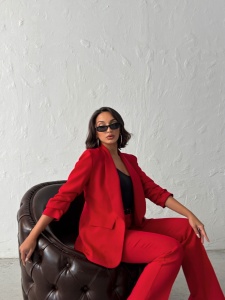 Compleu elegant cu sacou si pantalon evazat - Img 5