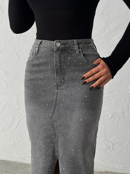 Fusta de blugi lunga elastica - Img 3