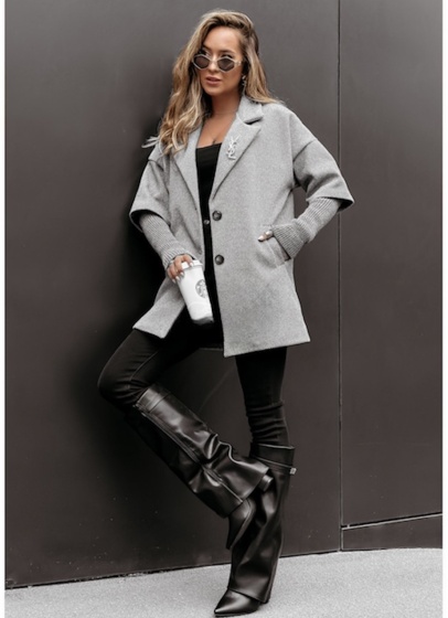 Palton dama cu maneci din tricot - Img 3