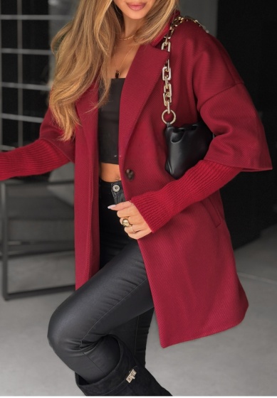 Palton dama cu maneci din tricot - Img 1