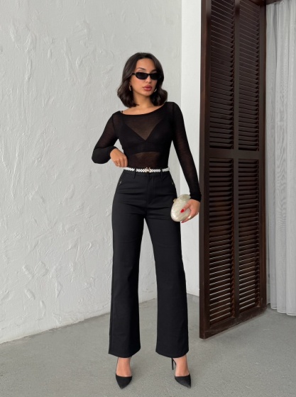 Pantaloni evazati cu accesoriu curea - Img 8