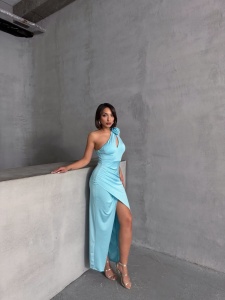 Rochie din lycra cu accesoriu pampon - Img 7