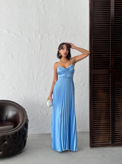 Rochie din satin plisata - Img 6