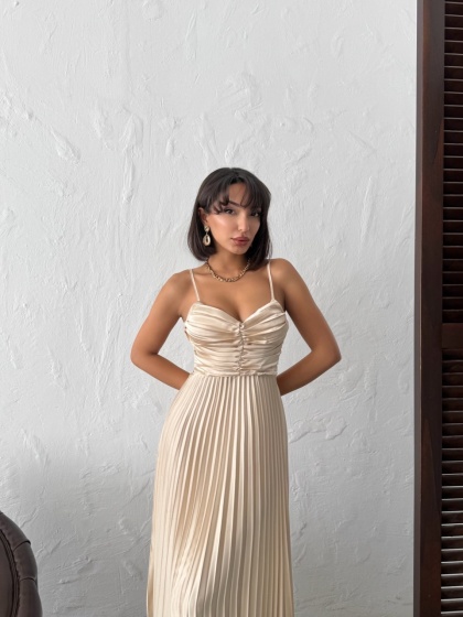 Rochie din satin plisata - Img 8