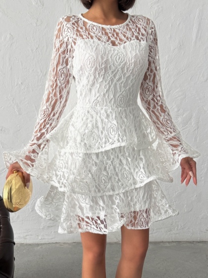 Rochie eleganta brodata cu volane - Img 4