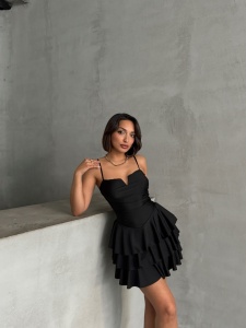 Rochie eleganta cu volane cu aplicatii din strasuri - Img 6