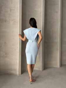 Rochie eleganta dama midi accesorizata cu strasuri - Img 6