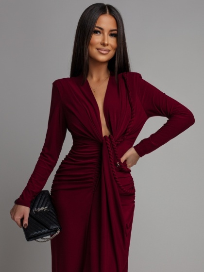 Rochie eleganta din lycra cu accesoriu cordon impletit - Img 4