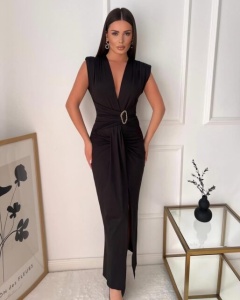 Rochie eleganta din lycra cu accesoriu in talie - Img 3