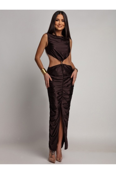 Rochie elegantă din lycra, cu detaliu metalic și drapaj - Img 2