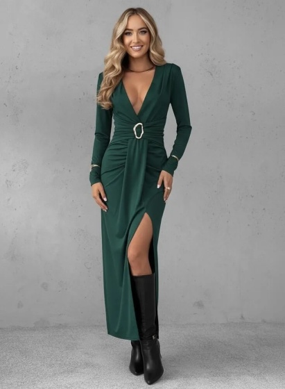 Rochie elegantă din lycra, cu detaliu metalic