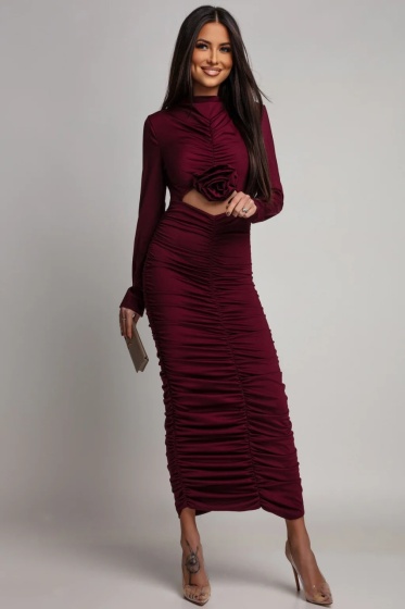 Rochie eleganta din lycra cu detaliu pampon - Img 2