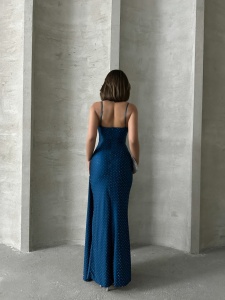 Rochie eleganta lunga cu bretele accesorizata cu strasuri - Img 3