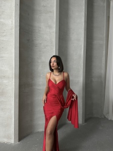 Rochie eleganta lunga cu bretele accesorizata cu strasuri - Img 6