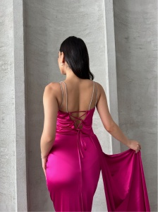 Rochie eleganta lunga cu bretele din strasuri - Img 2