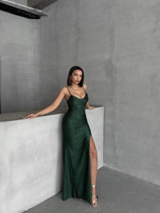 Rochie eleganta lunga cu bretele si strasuri - Img 5