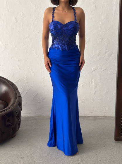 Rochie eleganta lunga cu broderie florală și paiete - Img 2