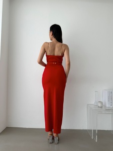 Rochie eleganta lunga cu pene - Img 5