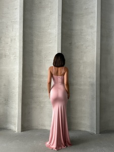 Rochie eleganta lunga din lycra cu tul accesorizata cu strasuri - Img 2
