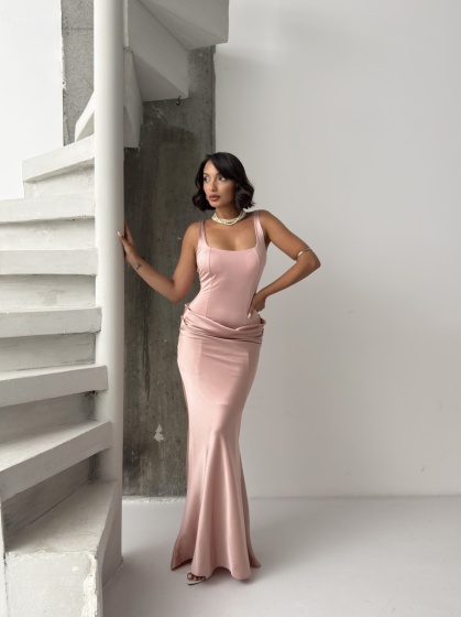 Rochie eleganta lunga din satin cu lycra - Img 4