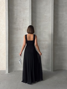 Rochie eleganta lunga din voal accesorizata cu strasuri - Img 2