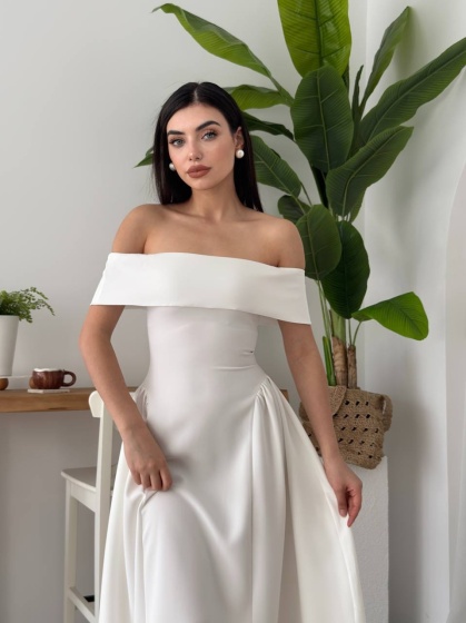 Rochie eleganta lunga pe umeri - Img 5