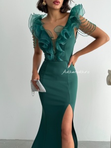 Rochie eleganta lunga tip sirena accesorizata cu lantisoare - Img 5