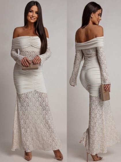 Rochie eleganta lunga tip sirena din dantela - Img 5