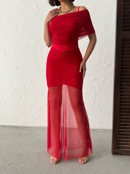 Rochie eleganta lunga tip sirena din tull - Img 3