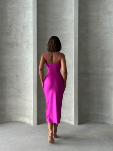 Rochie eleganta midi cu plasa acesorizata cu strasuri in zona sanilor - Img 2