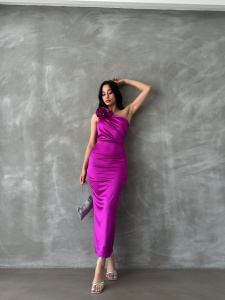 Rochie eleganta midi cu umarul gol - Img 3