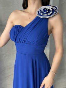 Rochie eleganta midi din voal cu accesorizata cu pampon - Img 5