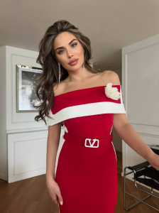 Rochie eleganta midi tip creion cu accesoriu curea - Img 2