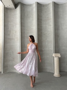 Rochie eleganta plisata cu aspect lucios - Img 8