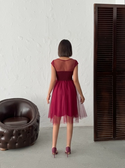 Rochie eleganta scurtă din tull cu insertii argintii - Img 3