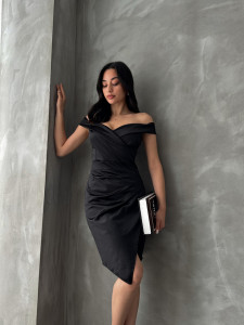 Rochie eleganta scurta pe umeri - Img 3