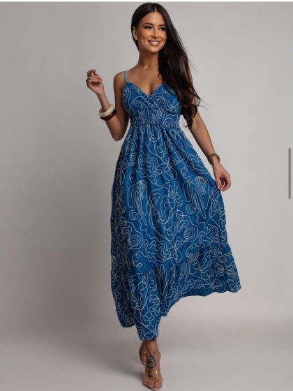 Rochie lunga cu imprimeu brodat - Img 3