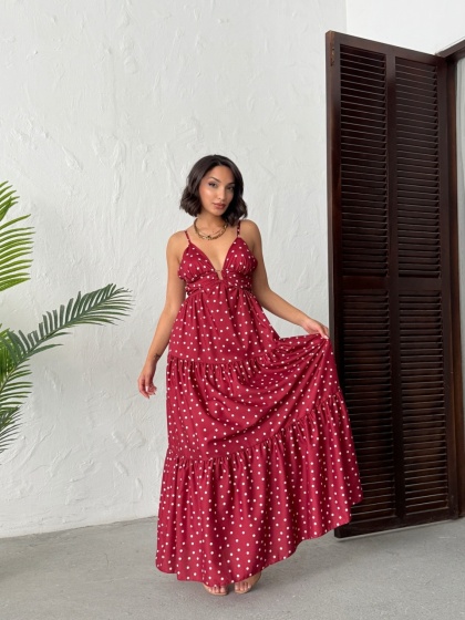 Rochie lunga cu imprimeu buline - Img 5