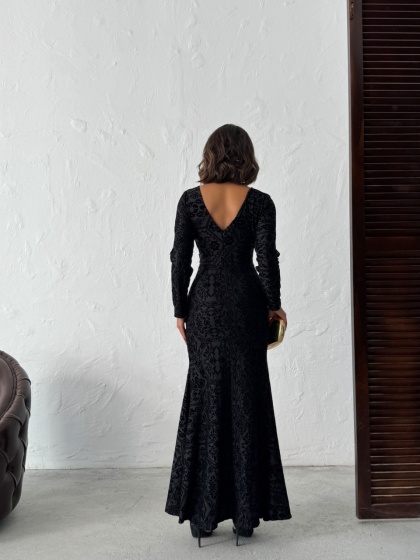 Rochie lungă elegantă cu decupaj pe picior si decolteu în V - Img 2