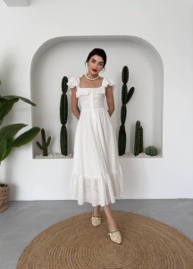Rochie midi brodata cu nasturi - Img 5