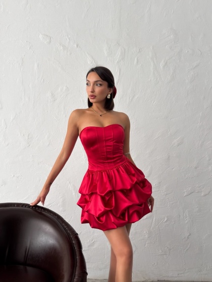 Rochie scurtă elegantă bufantă tip corset - Img 8