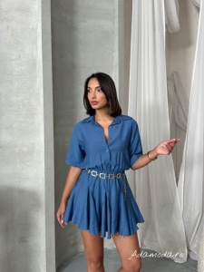 Rochie tip camasa cu elastic in talie - Img 3