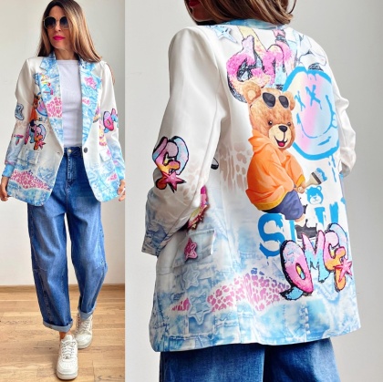 Sacou dama cu imprimeu colorat - Img 2